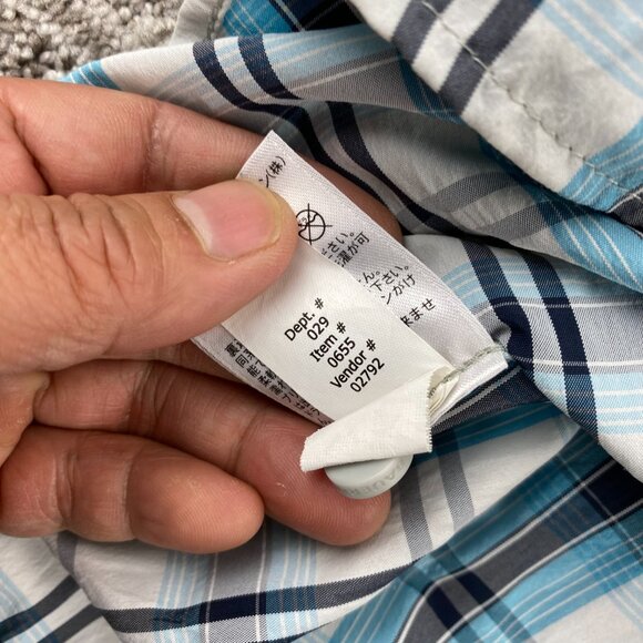 Eddie Bauer TRAVEX Shirt Men Extra Large XL Blue White Plaid Button Up Polo - Picture 6 of 9